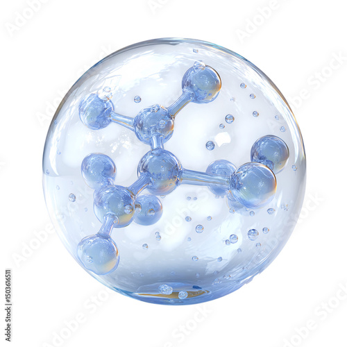Glass sphere molecular structure isolated on transparent background