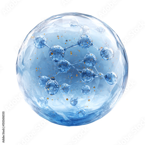 Blue hyaluronic acid molecule sphere isolated on transparent background