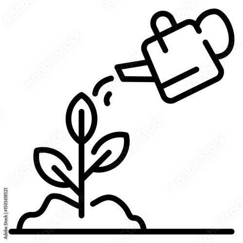 Watering Plants Line Icon