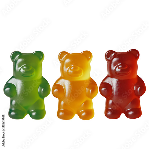 Three jelly gummy bears, cut out