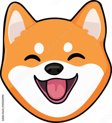 Happy shiba inu dog front view head sticker