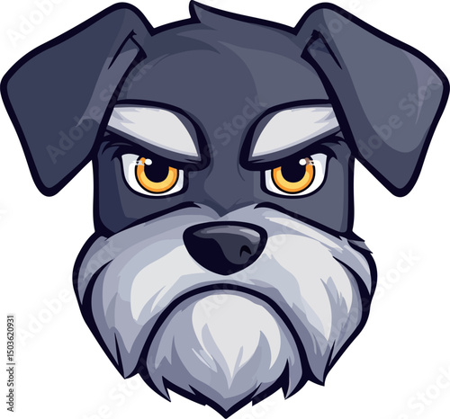 Angry schnauzer head front view illustration