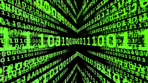Binary Code Matrix Tunnel Digital Data Flow

