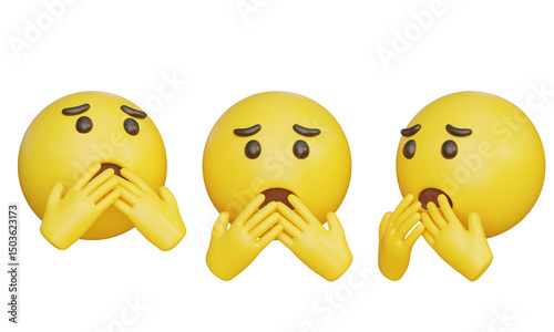 worried expression with his hand covering his mouth 3D Emoji Icon