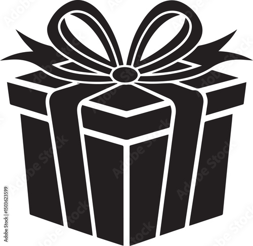 gift box vector illustration, christmas gift box clipart, christmas gift box silhouette vector icon black and white