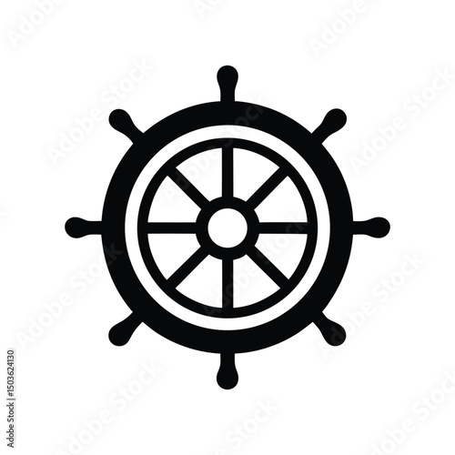 clean minimalist vector ship wheel icon.eps