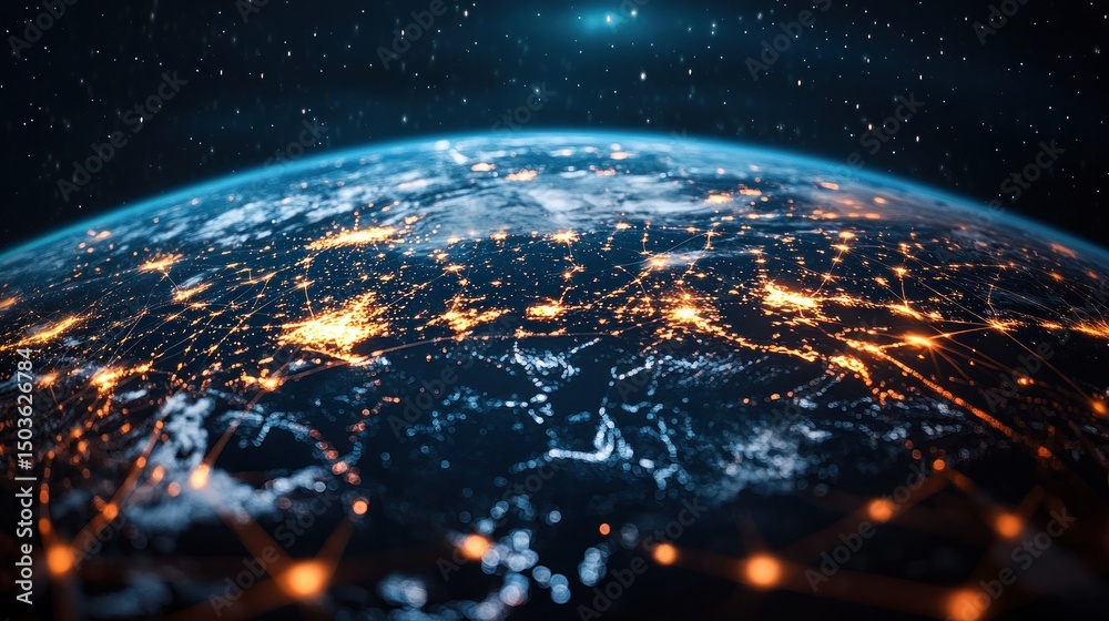 Obraz premium Global Network: Earth at Night