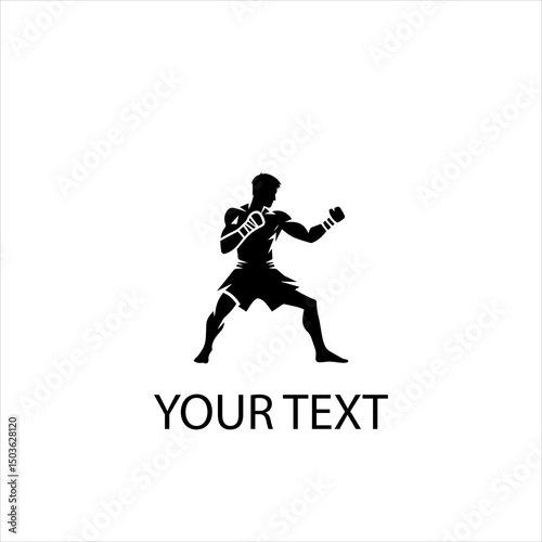 Muay Thai Fighter Vector – Male Athlete in Traditional Martial Arts Pose Isolated on White Background