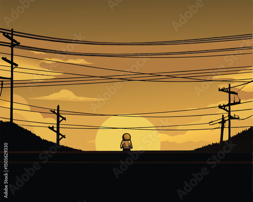 silhouette of a man with a backpack vector