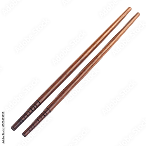 Wooden chopsticks isolated on white background