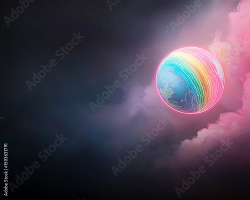 Rainbow Planet with Cosmic Clouds.