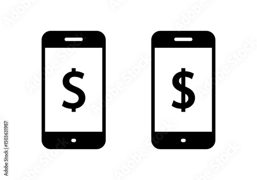 Dollar, USD currency on mobile phone icon. Money on smartphone screen sign symbol