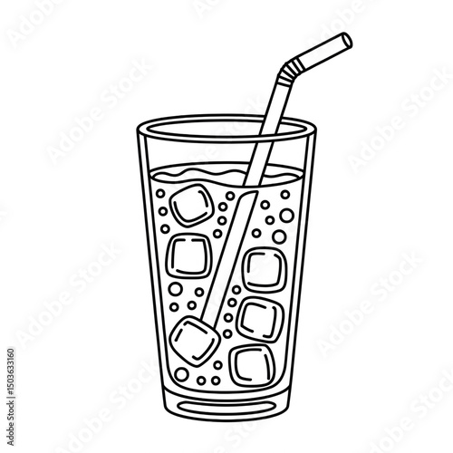 glass of cola with ice coloring page
