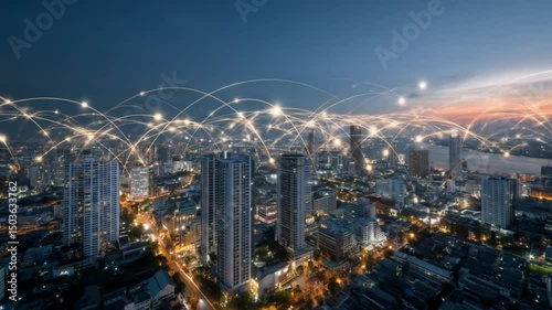 Wallpaper Mural Connected metropolis at night Torontodigital.ca