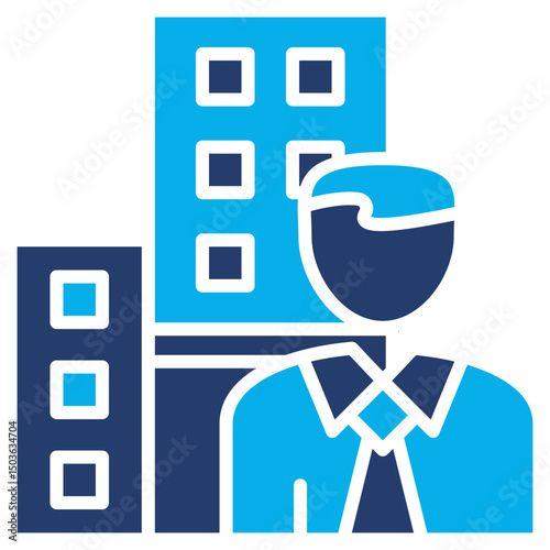 Corporation glyph blue color icon