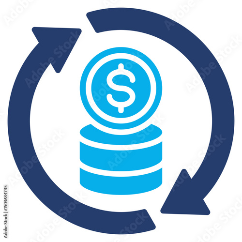 Cash Flow glyph blue color icon