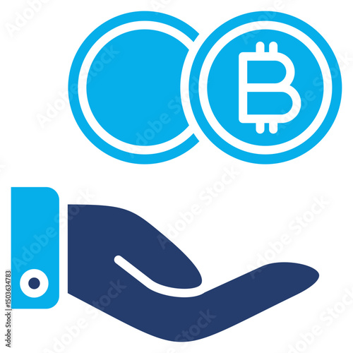 Crypto Currency glyph blue color icon