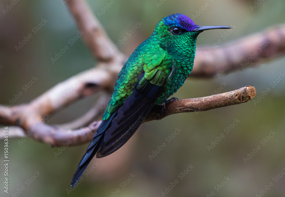 Fototapeta premium bright green hummingbird