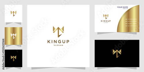 Crown up arrow logo. with business card