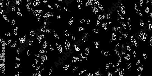 Background of white lines. Thin lines, black background, waves, vector graphics, topographic lines, wallpaper with contours, abstract lines