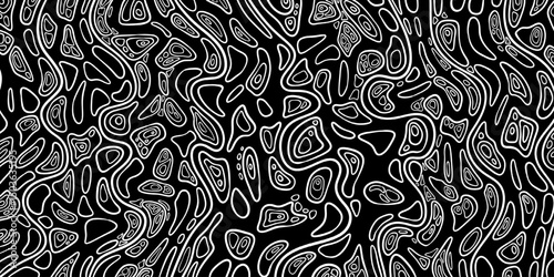 Background of white lines. Thin lines, black background, waves, vector graphics, topographic lines, wallpaper with contours, abstract lines