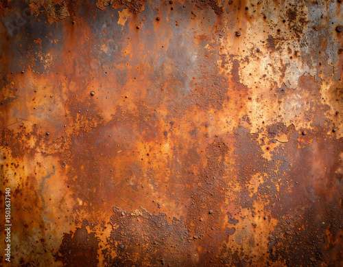 Rust Texture: A close-up of a textured, rusty surface, showcasing the intricate details of aged metal and the beautiful imperfections caused by oxidation. photo