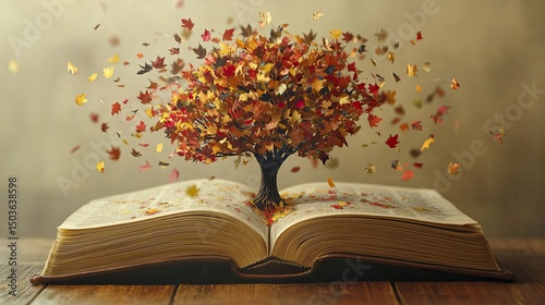 Tree of Knowledge Growing From an Open Book