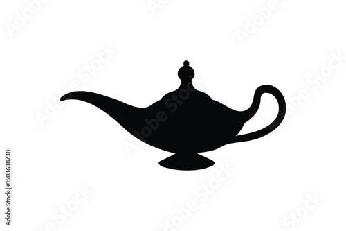 Aladdin lamp icon silhouette on white background