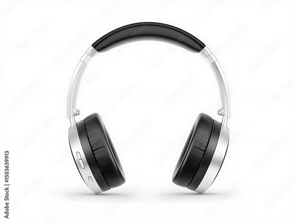 Silver Black Wireless Headphones. Silver Black Wireless Headphones.