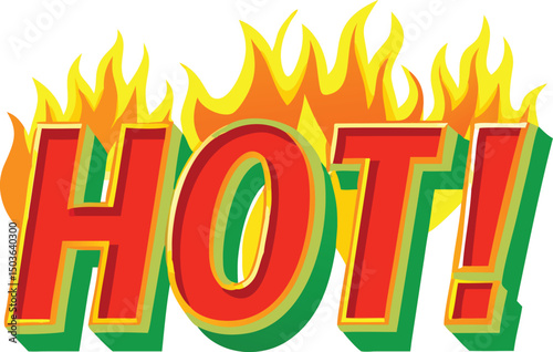 "HOT!" Bold Text with Flames – Fiery & High-Impact Typography Design