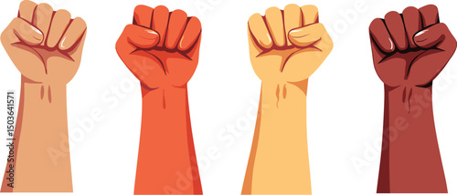 Raised Fist Vector Set – Powerful Hand Silhouette Clipart for Design and Activism