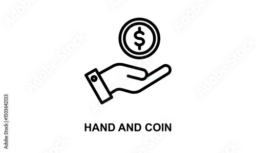Hand And Coin Vector Icon Isolated On White Background