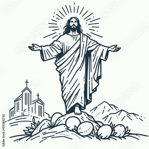 vector illustration of ascension day of jesus
