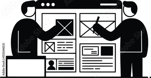 Website Design Vector Illustration of Collaborative Web Development