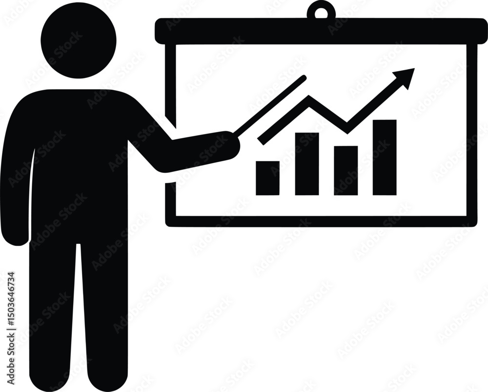 Vector Illustration Business Presentation with Growth Chart Vector Illustration Business Presentation with Growth Chart