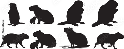 Capybara rodent animal silhouette vector illustration