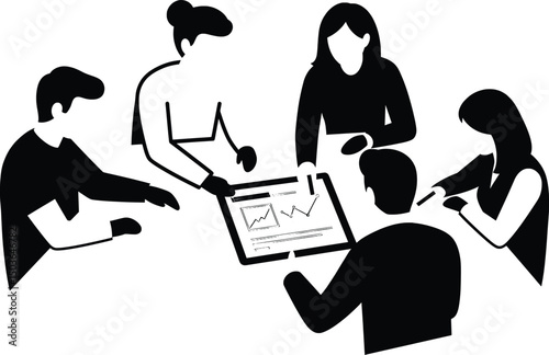 Teamwork Vector Illustration Collaborative Business Meeting