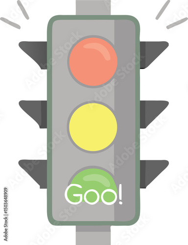 Traffic Light with "Goo!" – Playful & Creative Road Safety Illustration