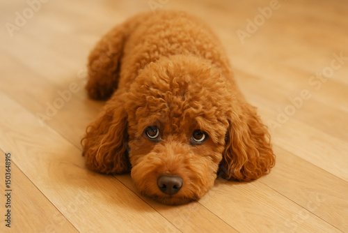 拗ねている犬と見上げて見つめている視線1