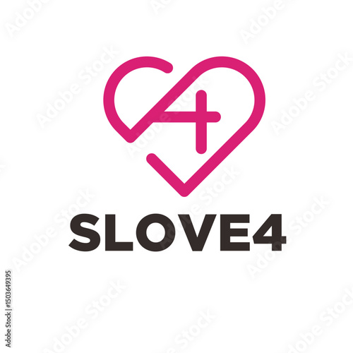 Simple Flat Heart and Plus Sign Combination Abstract Logo Symbol