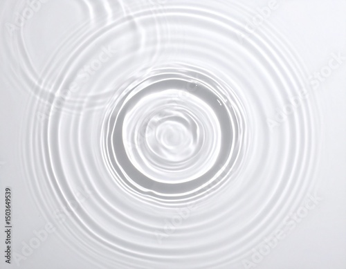 Abstract ripple in a puddle of water on white surface