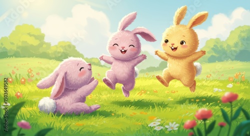 illustration of playing rabbit