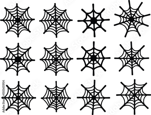 Cobweb Silhouettes – Vector Black Spider Web Clipart Set for Halloween Decor & Design