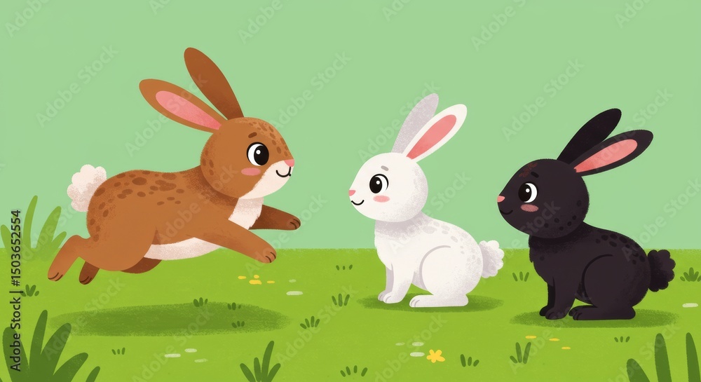 Fototapeta premium illustration of playing rabbit