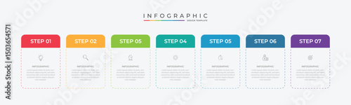infographic design with 7 options or steps. Infographics for business concept. Can be used for presentations workflow layout, banner, process, diagram, flow chart, info graph, annual report.
