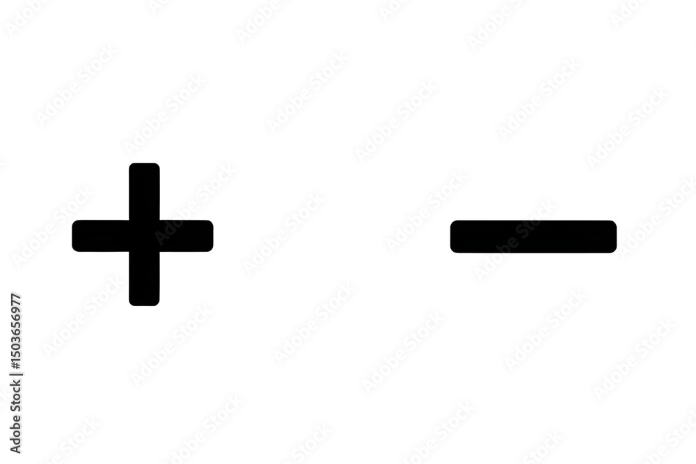 Obraz premium Black minus and plus sign on transparent background 