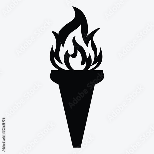 Black Silhouette Olympic Torch Flame Icon