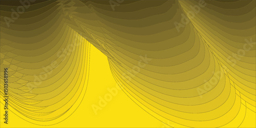 Gray wave grunge texture, brush stroke isolated on yellow background.