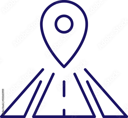 Route, Road and Map Pin Outline Sign for Graphics and Web Design, Apps, Adverts, Various Cards