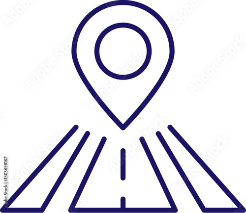 Route, Road and Map Pin Outline Icon for Graphics and Web Design, Apps, Adverts, Various Cards